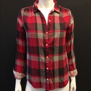 Anthropologie plaid flannel button up